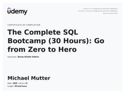The Complete SQL Bootcamp certificate